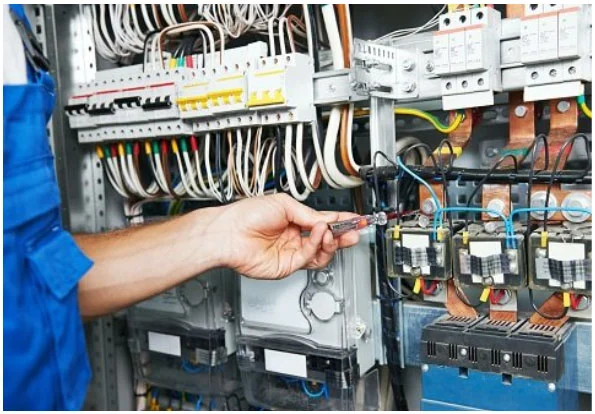 a technician performing building automation system maintenance